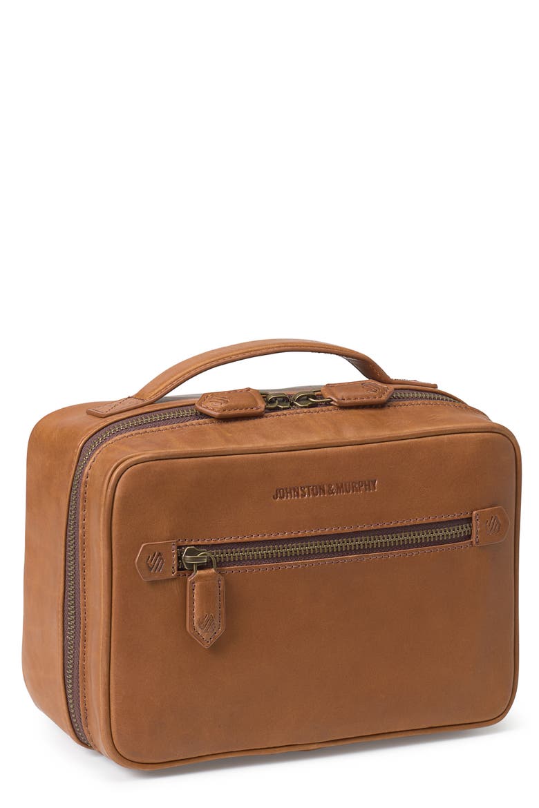 Rhodes Leather Dopp Kit, Main, color, TAN FULL GRAIN