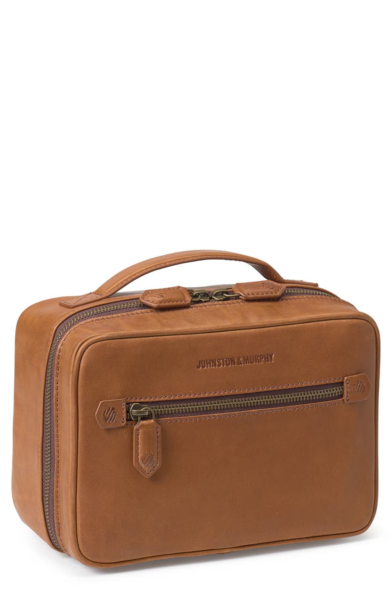 Johnston & Murphy Rhodes Leather Dopp Kit, Main, color, Tan Full Grain