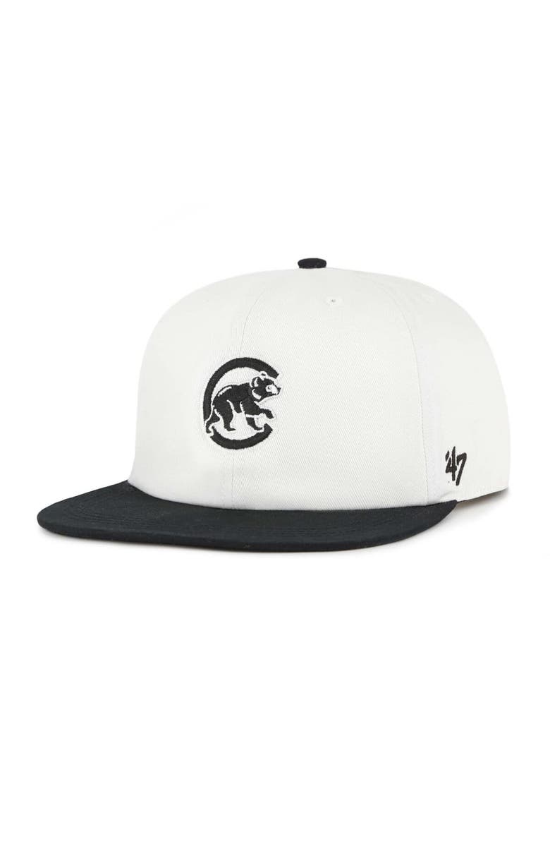 '47 Men's '47 White/Black Chicago Cubs Foundation Captain Snapback Hat, Alternate, color, White