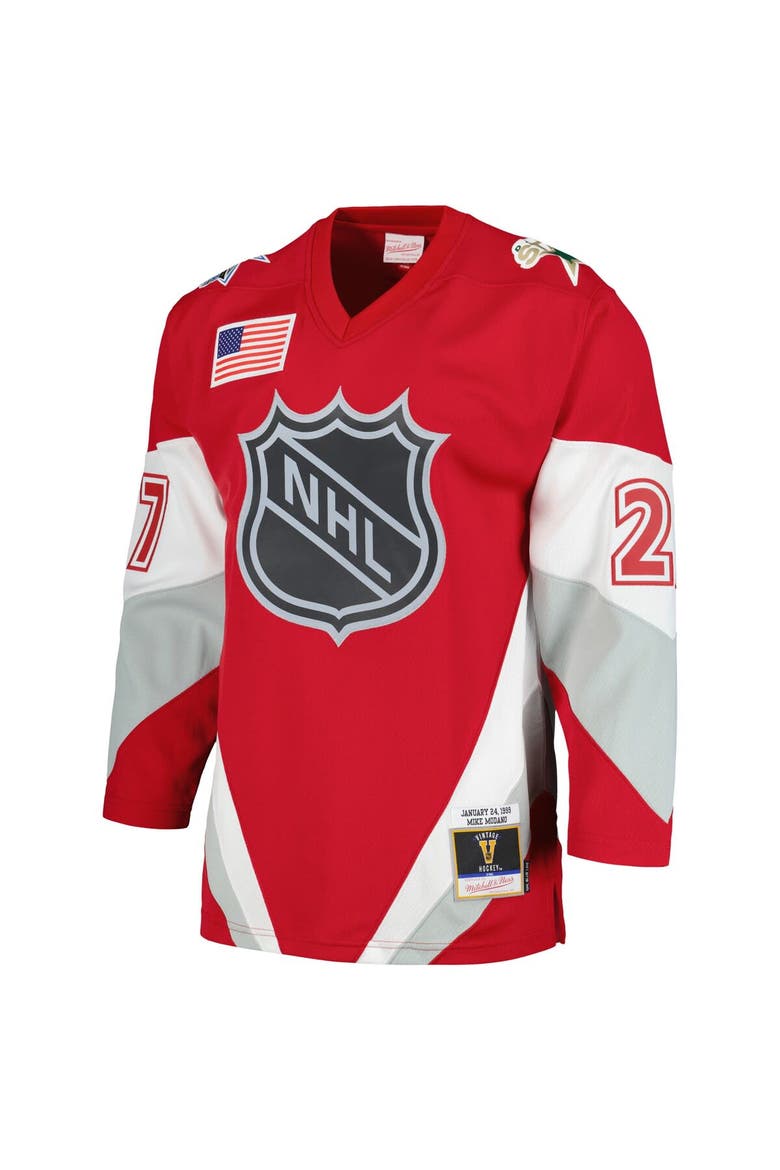 Men's Mitchell & Ness Mike Modano Scarlet  1999 NHL All-Star Game Blue Line Player Jersey, Alternate, color, Scarlet