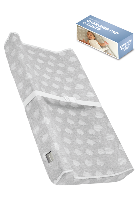 Soft Changing Pad + Washable Cover, Non-Slip - Fits Standard Changing Tables & Dressers (Gray)