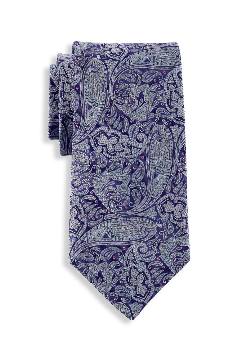 Big & Tall Fancy Paisley Tie, Main, color, PURPLE