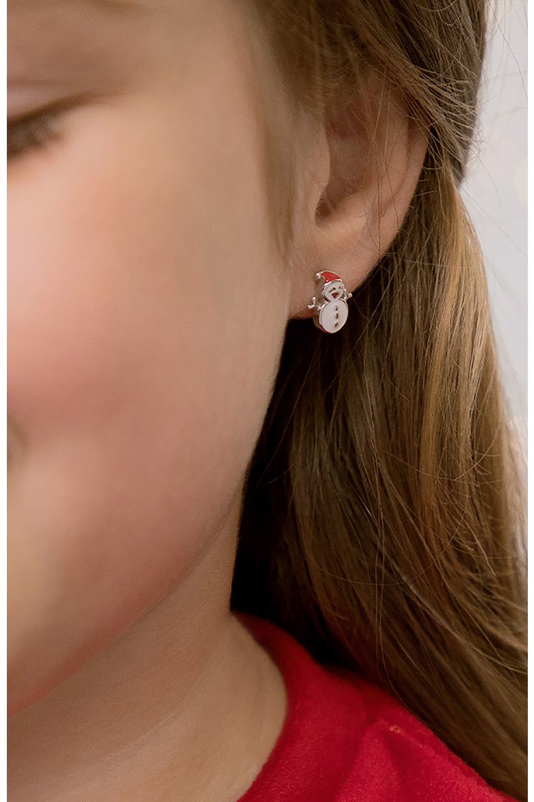 Christmas Snowman Earrings, Alternate, color, Red