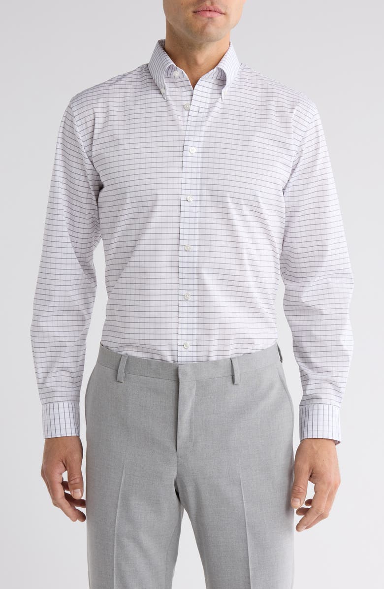 NORDSTROM RACK Lismore Windowpane Dress Shirt, Main, color, Purple Lismore Windowpane