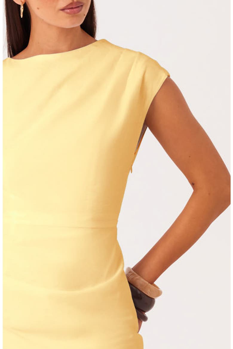Saskia Pleated Asymmetrical Shoulder Minidress, Alternate, color, POLLEN