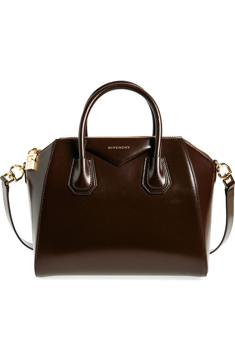 Givenchy Small Antigona Leather Satchel, Main, color, Ebony Brown