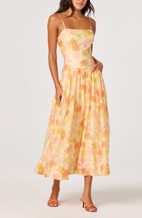 Ovina Floral Chiffon Midi Dress