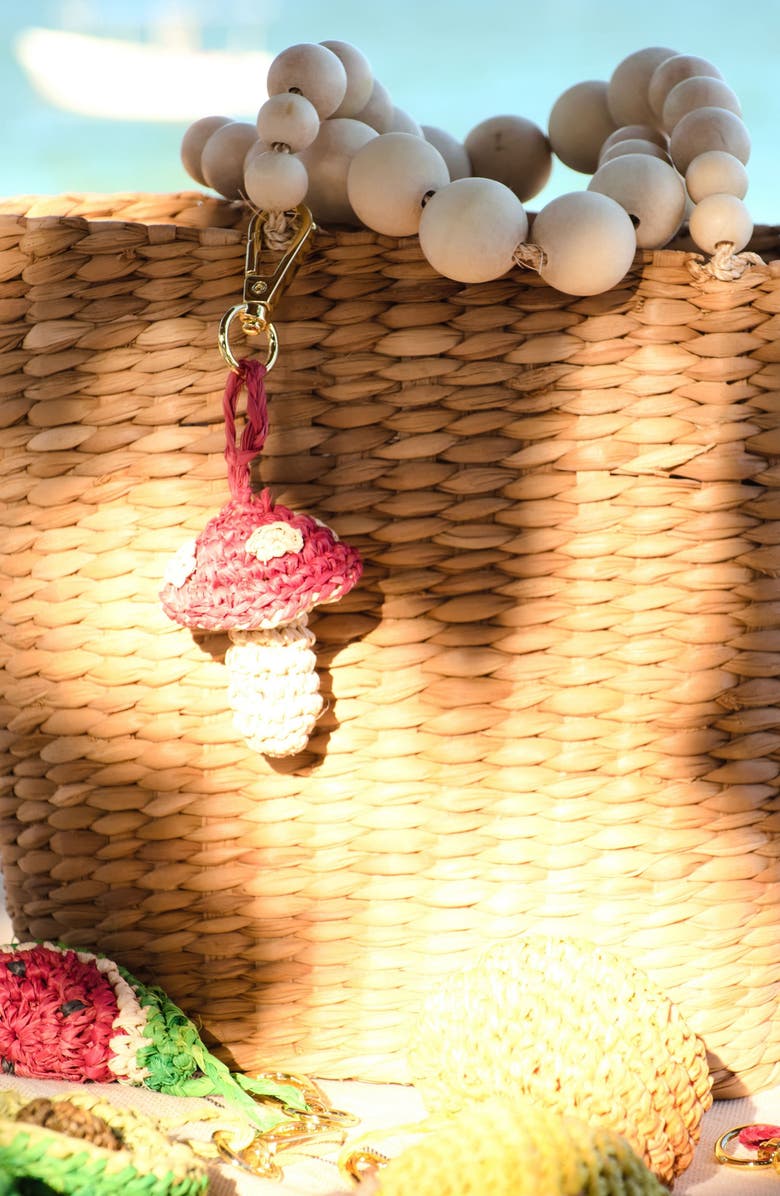 LIKHA Mushroom Raffia Bag Charm, Alternate, color, Red
