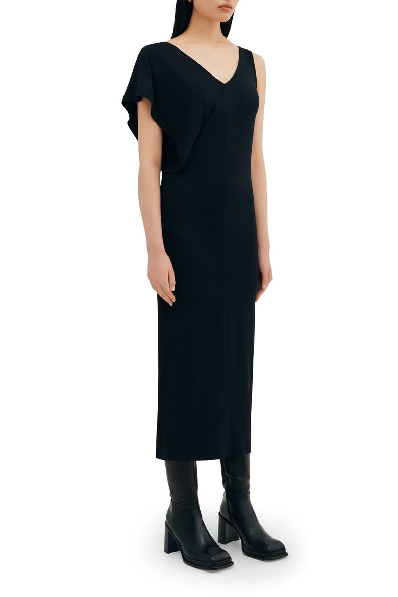 Tulum Asymmetric Maxi Dress, Alternate, color, BLACK