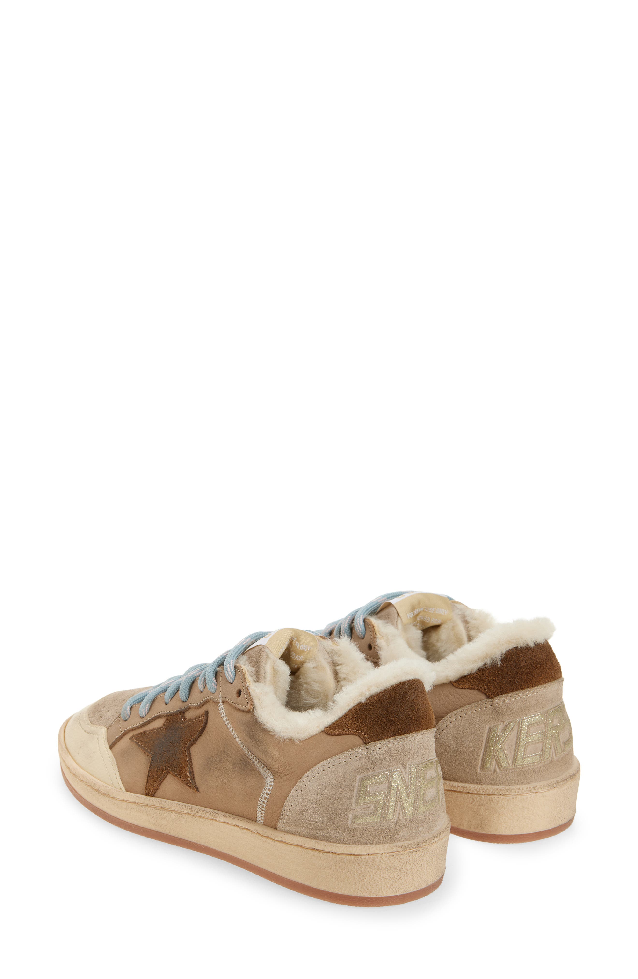 Golden Goose Ball Star Low Top Faux Shearling Lined Sneaker, Alternate, color, Beige/ Burned Brown