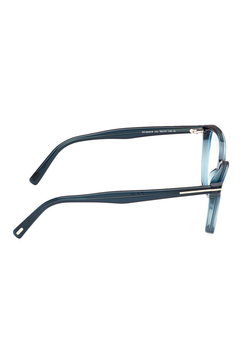 56mm Cat Eye Blue Light Blocking Optical Glasses, Alternate, color, TEAL / T LOGO / BLUE BLOCK
