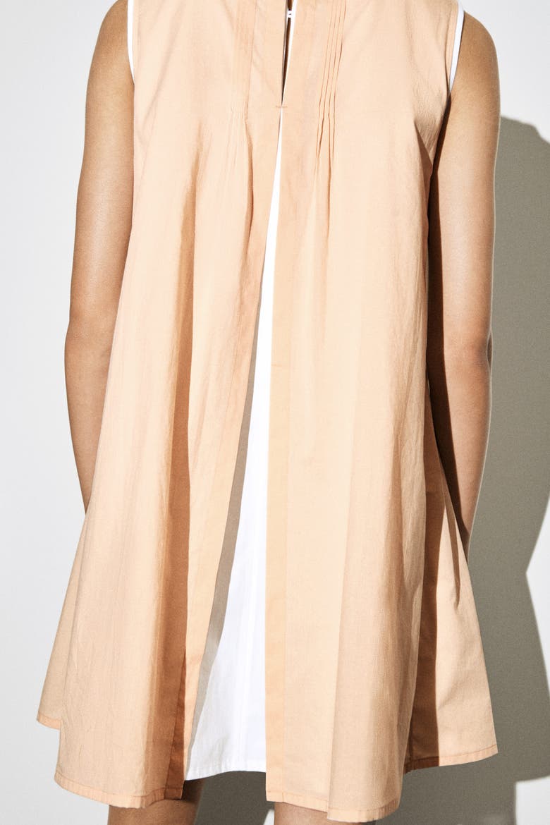 Layered Pintucked Mini Dress, Alternate, color, BEIGE