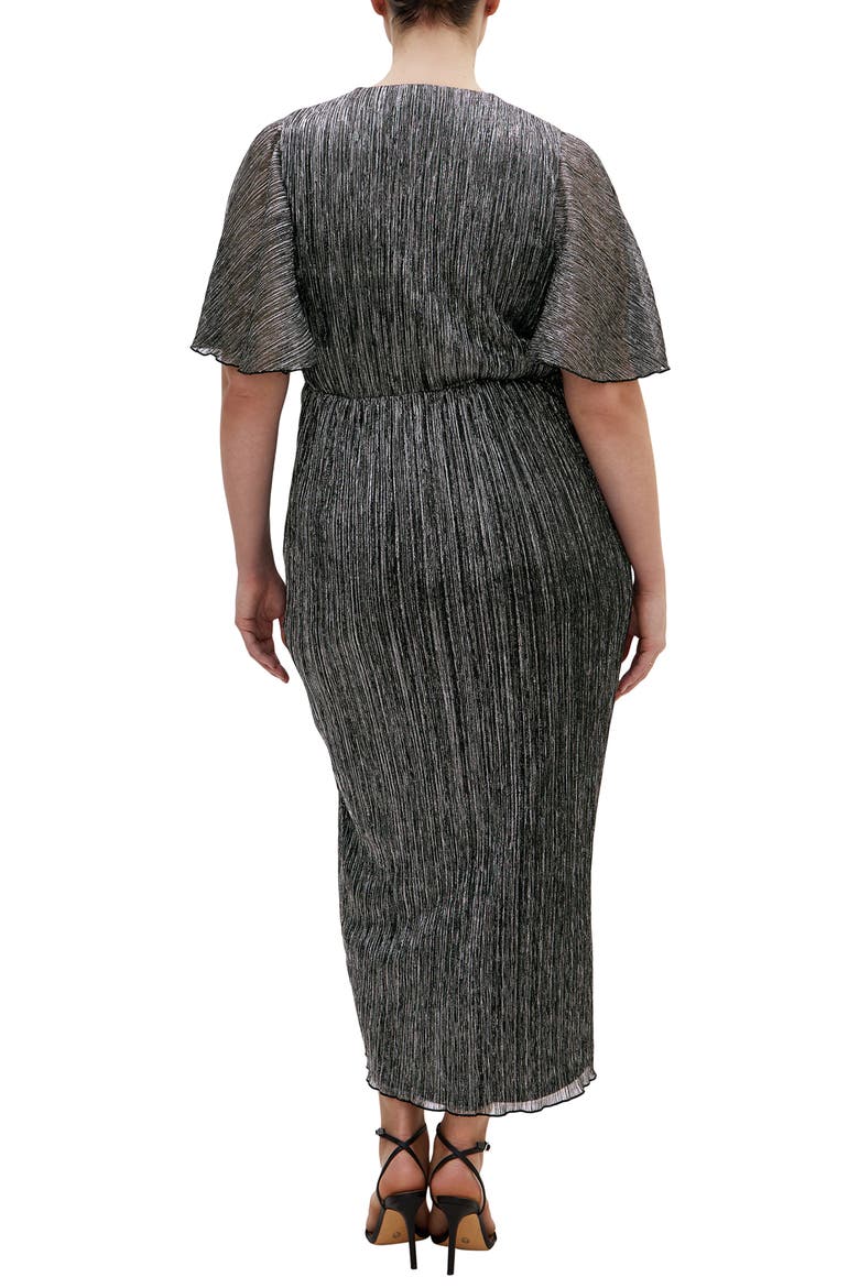 Lily Metallic Ruched Dress, Alternate, color, BLACK