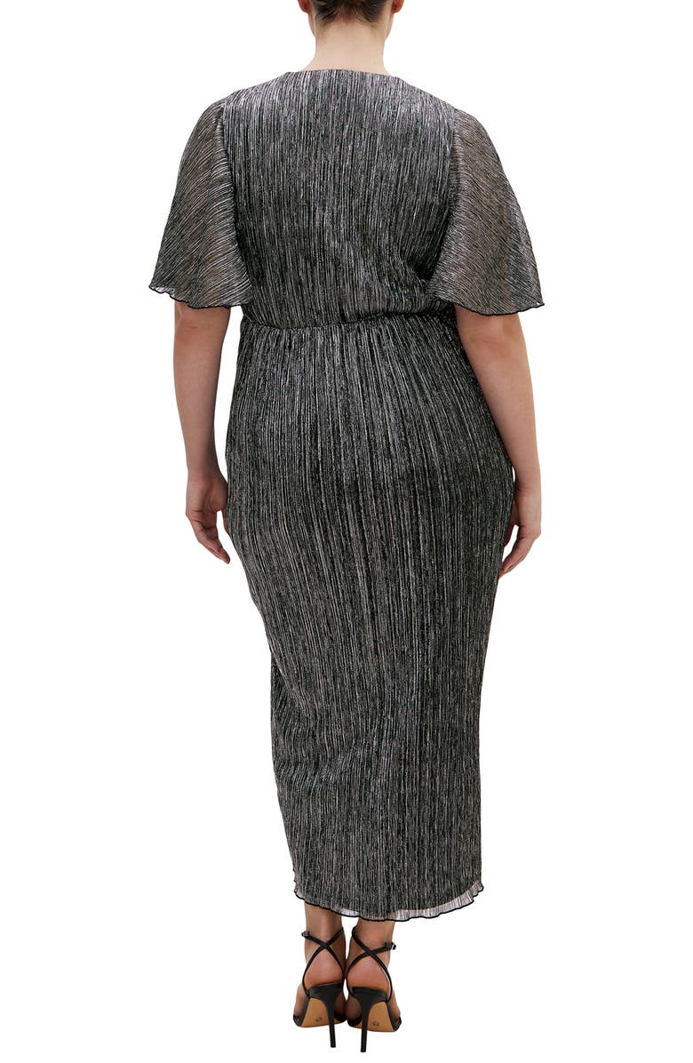 City Chic Lily Metallic Ruched Dress, Alternate, color, Black