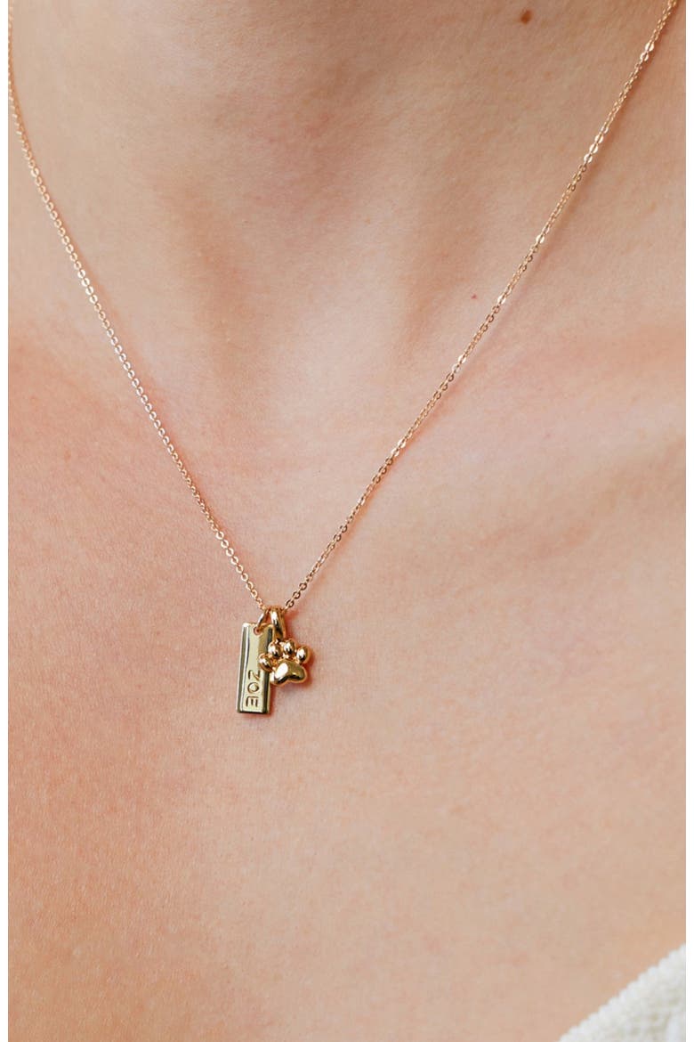 Paw Print Charm Necklace, Alternate, color, Gold Vermeil