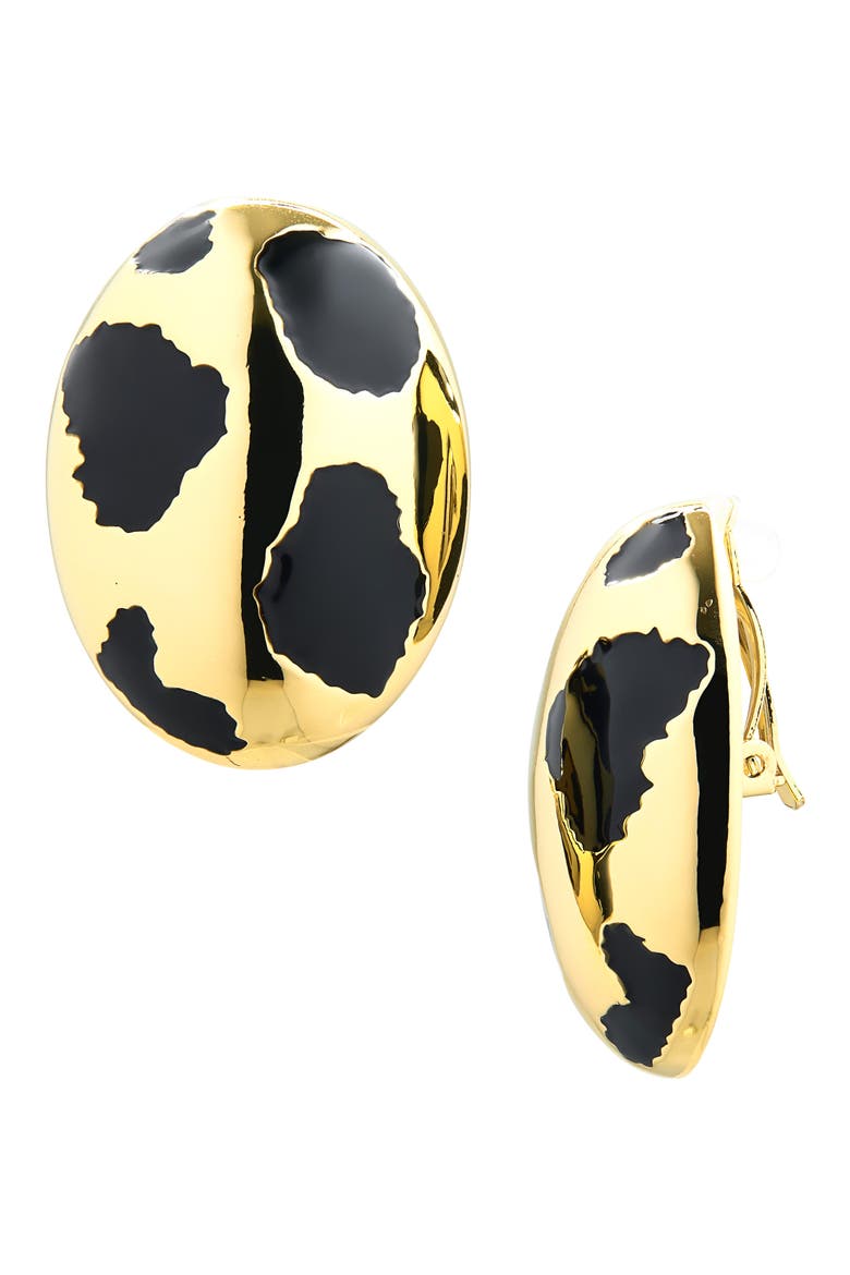Leopard Spot Earrings., Main, color, GOLD/ BLACK
