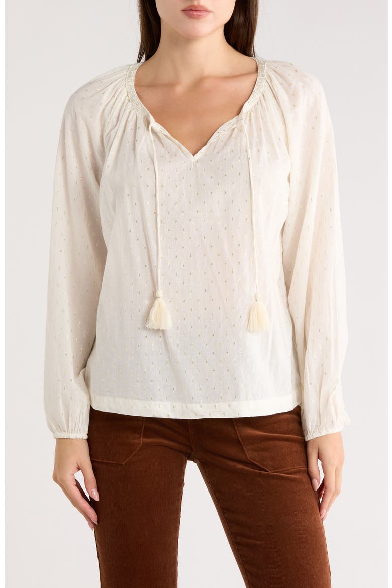 Tassel Tie Neck Top, Main, color, GARDENIA