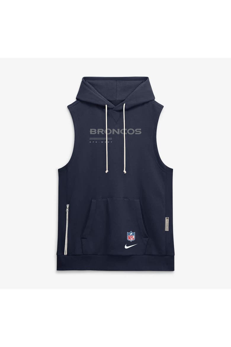 Men's Nike Navy Denver Broncos Sideline Standard Issue Dri-FIT Sleeveless Hoodie, Alternate, color, Navy