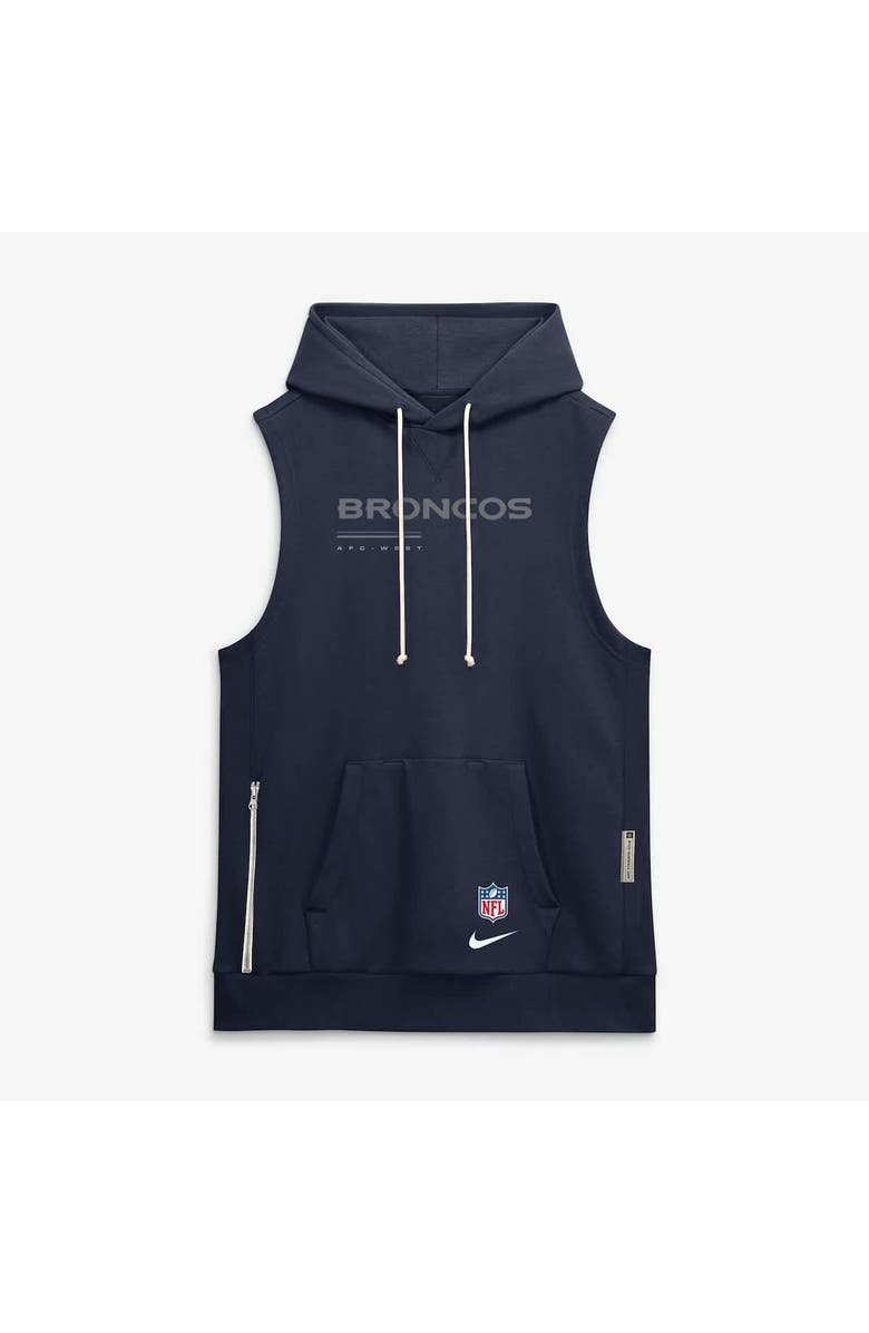 Nike Men's Nike Navy Denver Broncos Sideline Standard Issue Dri-FIT Sleeveless Hoodie, Alternate, color, Navy