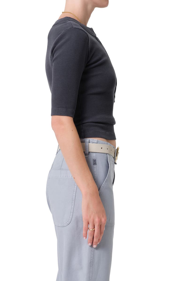 Citizens of Humanity Nali Mineral Wash Elbow Sleeve Henley, Alternate, color, Charcoal Mineral