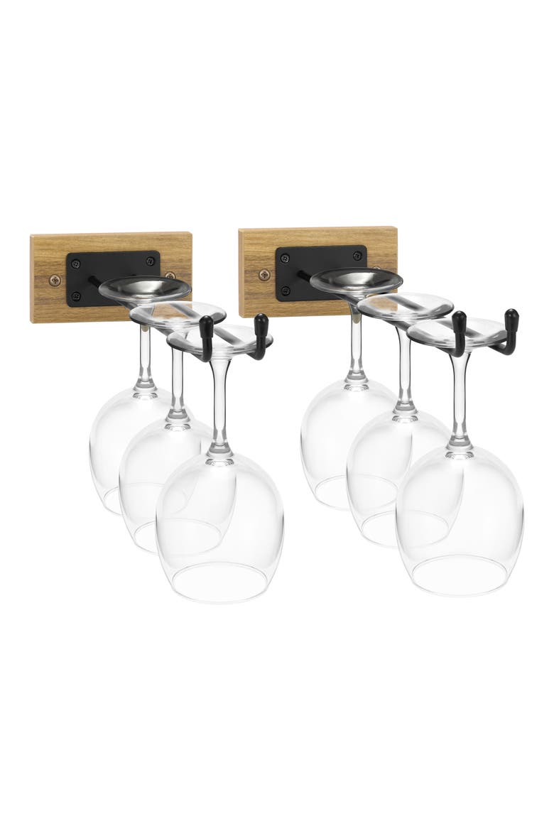 Wall Mounted Wine Glass Rack, Main, color, MAHOGANY
