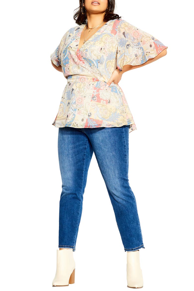 Soft Nouveau Surplice Neck Peplum Top, Alternate, color, ROSE SOFT NOUVEAU