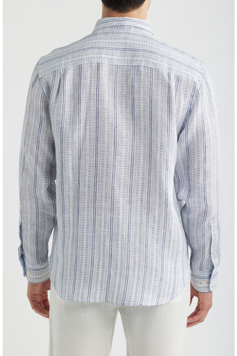 Blue Royal Stripe Linen Button-Up Shirt, Alternate, color, INFINITY SKY
