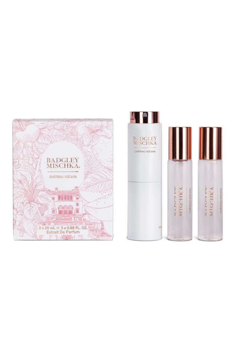 Château Vizcaya Extrait de Parfum Twist & Spray Travel Set & Passport Cover $100 Value, Main, color, WHITE