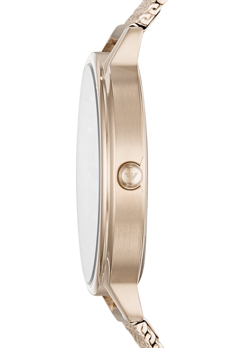 Emporio Armani Crystal Mesh Strap Watch, 32mm, Alternate, color, Pink