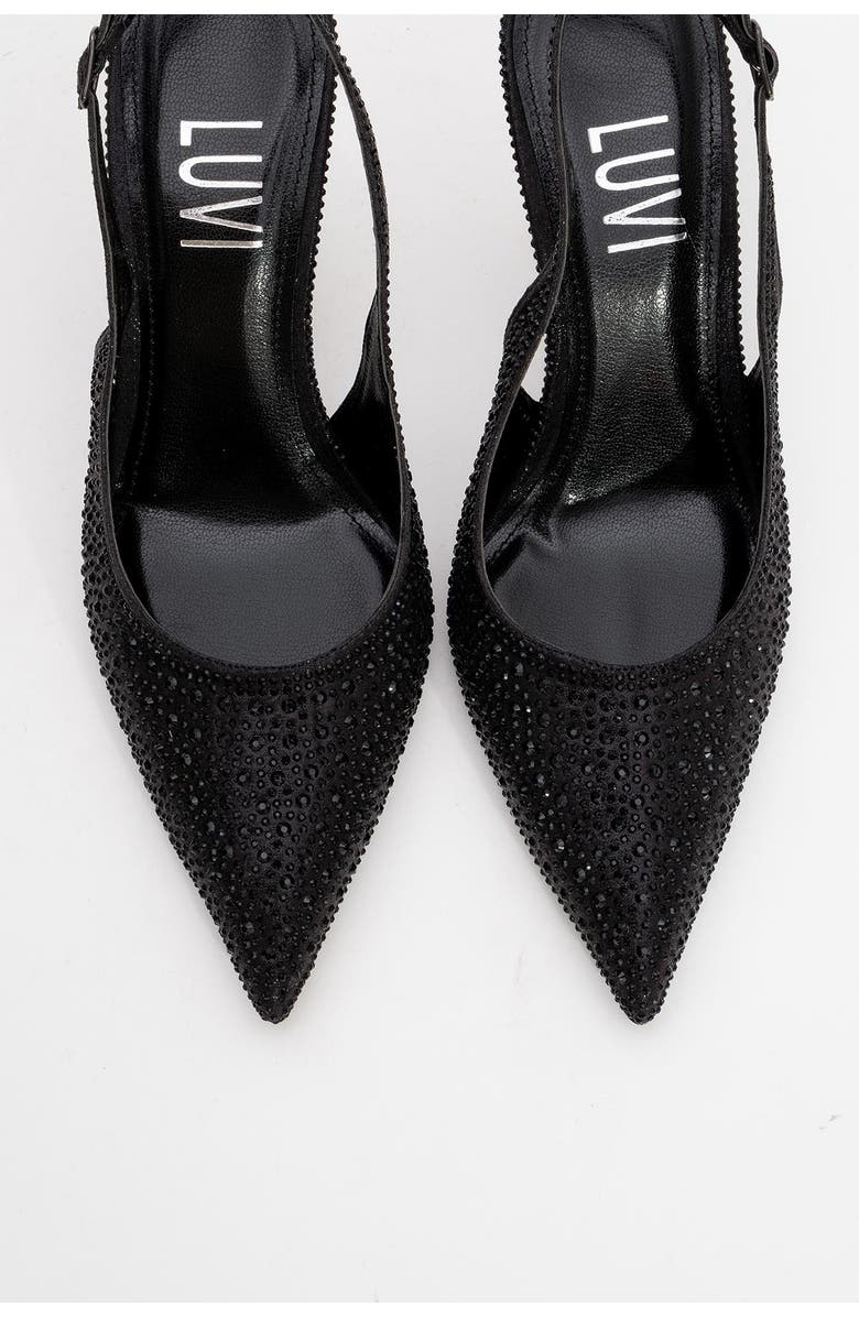 Prologue Shoes Roya Pointed Toe Stiletto Pump, Alternate, color, Black