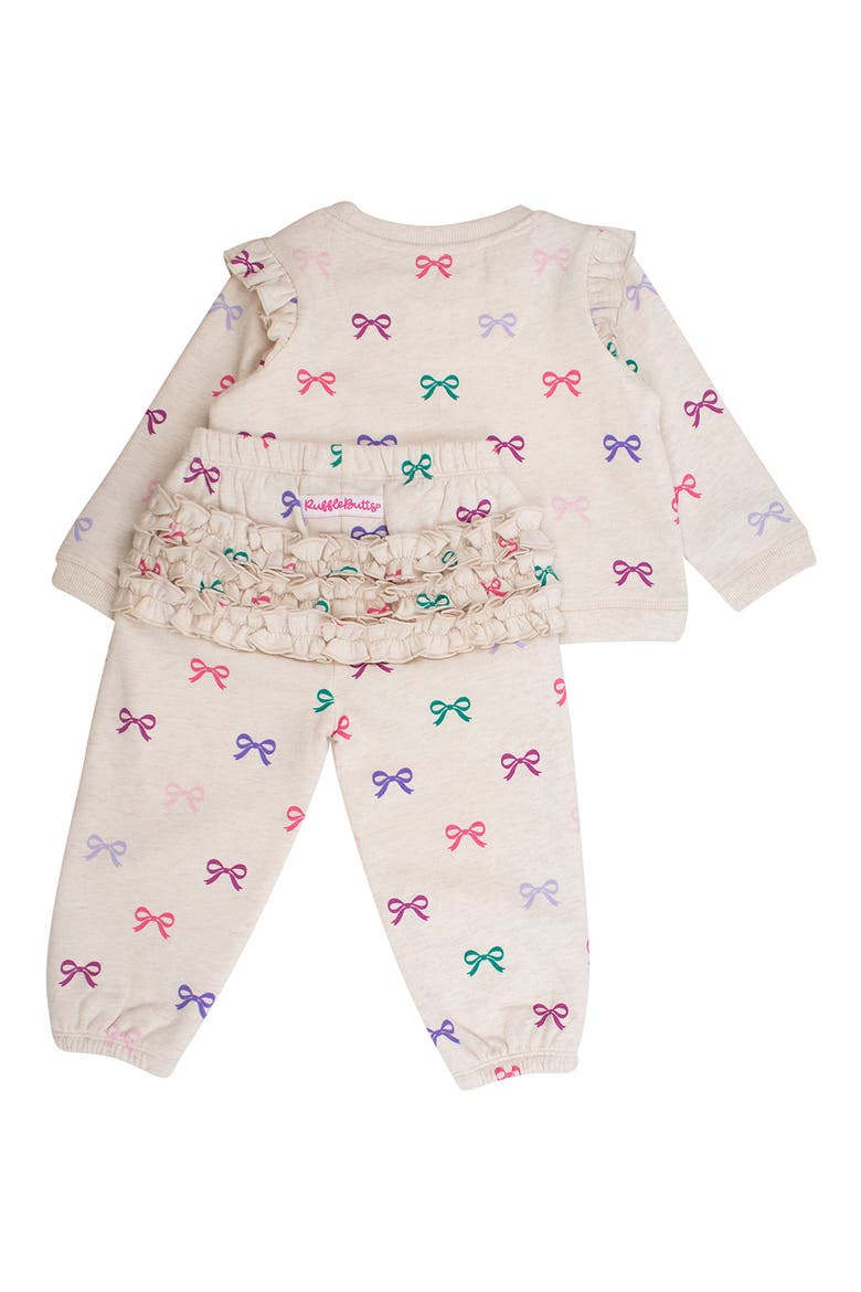 Heather Oatmeal Ribbons Cotton Sweatshirt & Sweatpants Set, Alternate, color, MULTI-COLOR