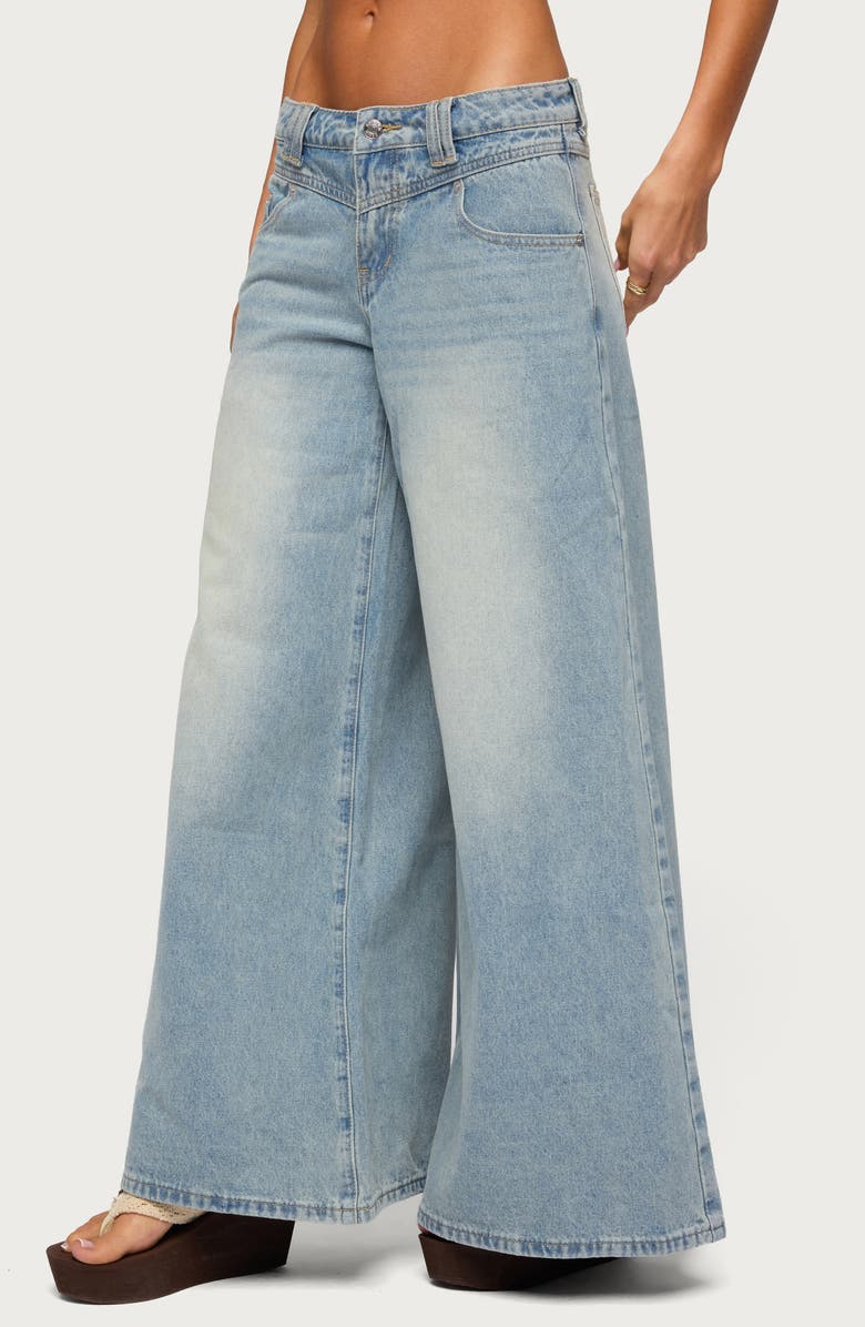 EDIKTED Stitched Low Rise Wide Leg Jeans, Alternate, color,