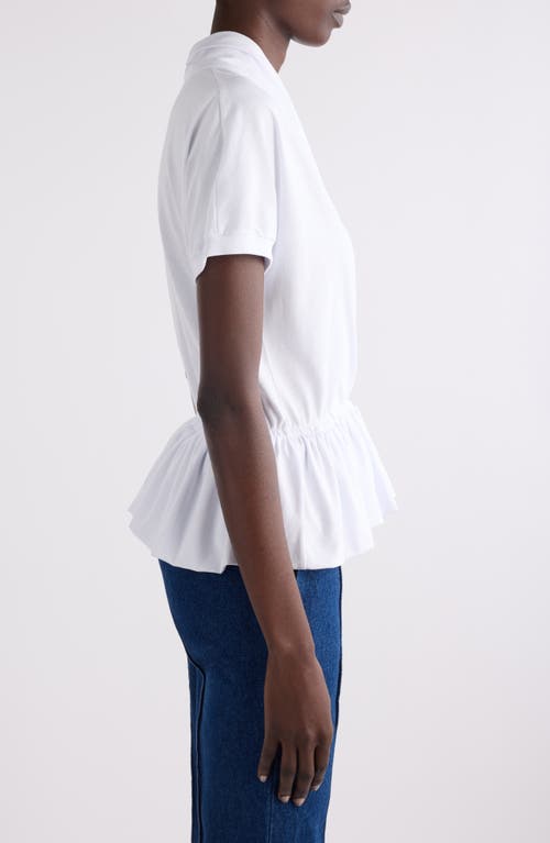 Dries Van Noten Wrap Front Cotton Knit Peplum Top In White