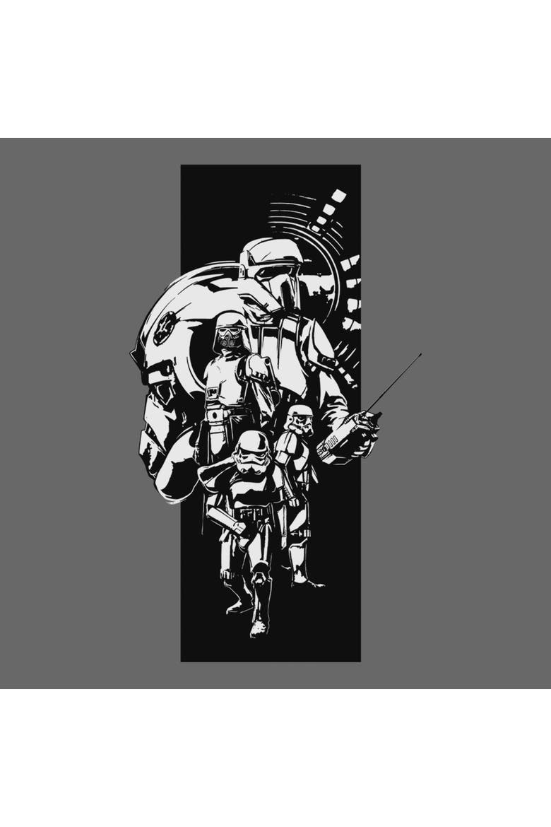 Junior's Star Wars The Mandalorian and Grogu Classic Imperial Troopers  Graphic T-Shirt, Alternate, color, Charcoal