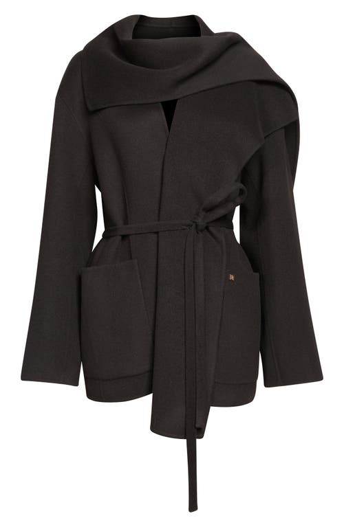 Eenk Oversize Shawl Collar Wool & Cashmere Coat In Black