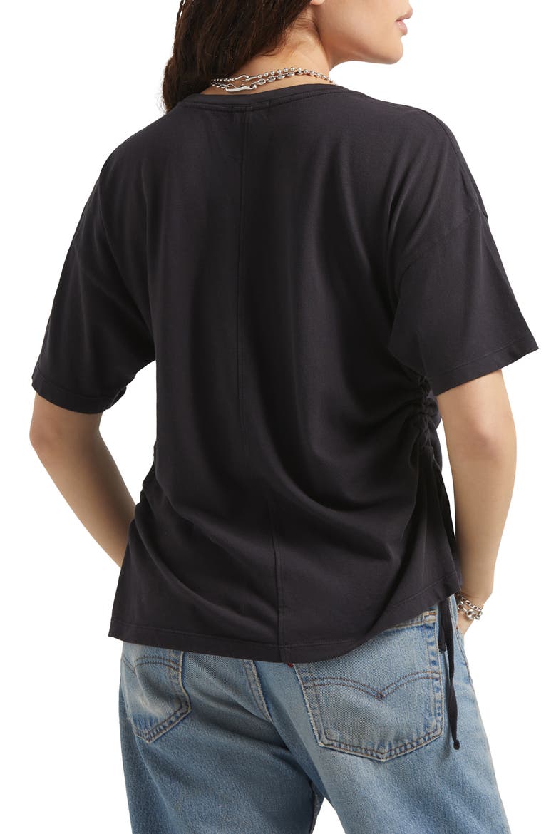 Carefree Organic Cotton Ruched T-Shirt, Alternate, color, BLACK