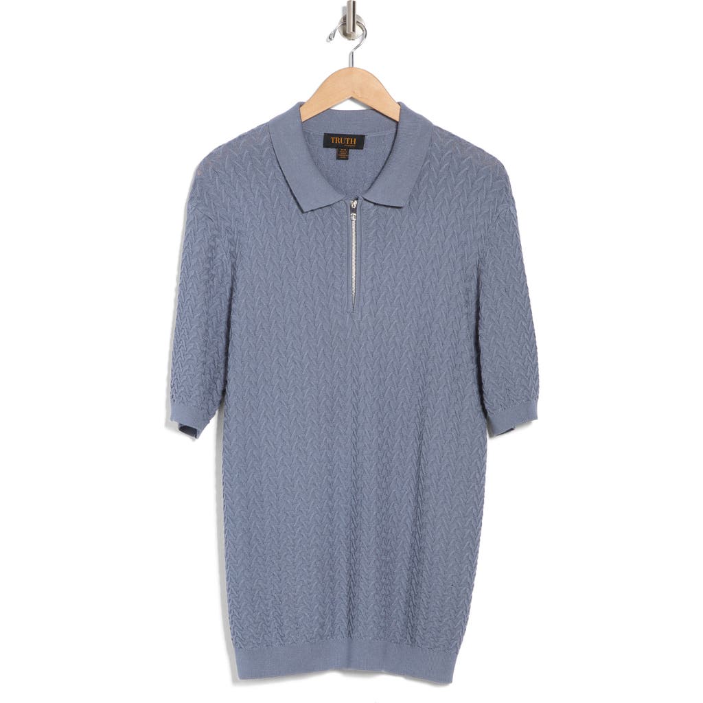 Truth Textured Quarter Zip Polo In Blue