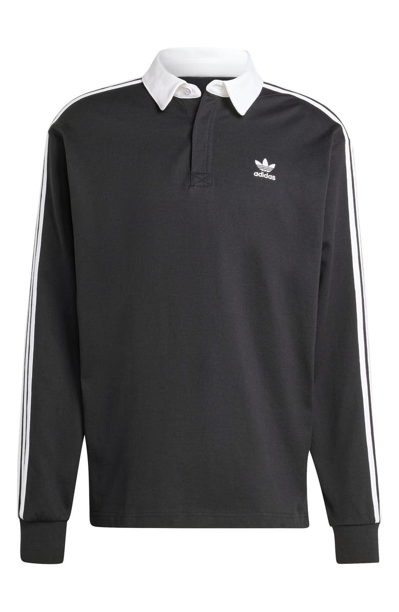 adidas 3-Stripes Long Sleeve Rugby Polo, Alternate, color,
