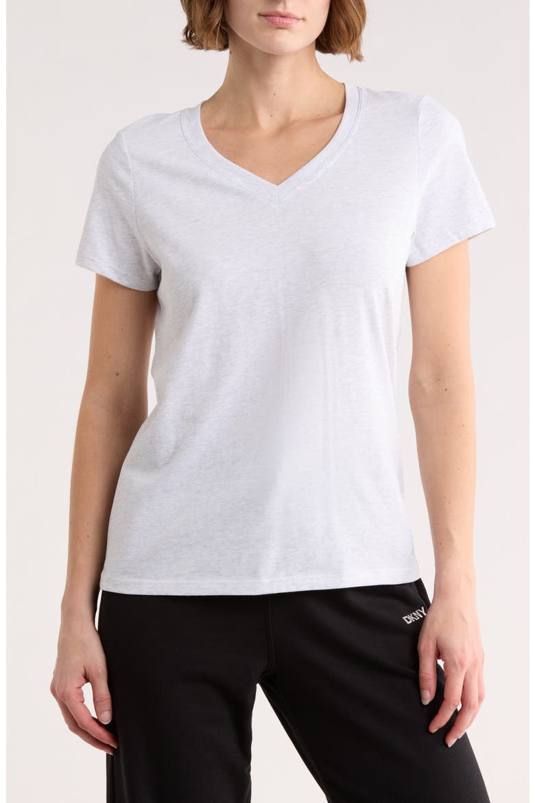 Embroidered Logo V-Neck T-Shirt, Main, color, OPTIC WHITE HEATHER