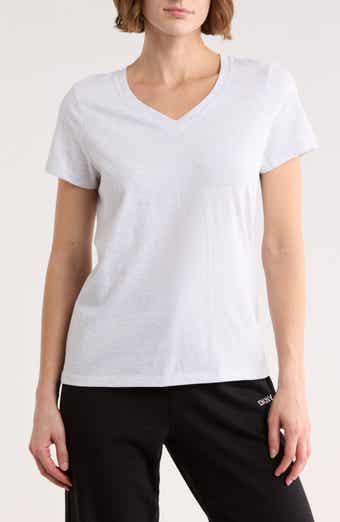 DKNY Embroidered Logo V-Neck T-Shirt