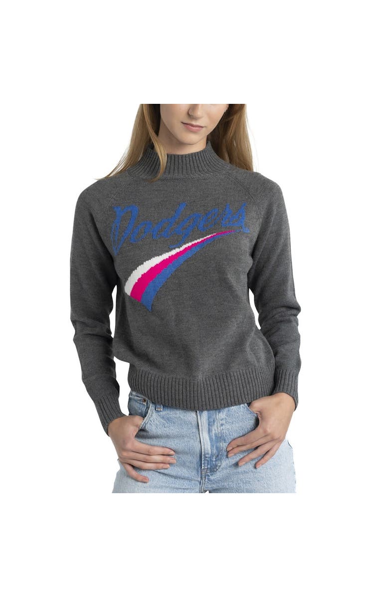 LUSSO Women's Lusso  Gray Los Angeles Dodgers Serena Raglan Pullover Sweater, Alternate, color, Gray