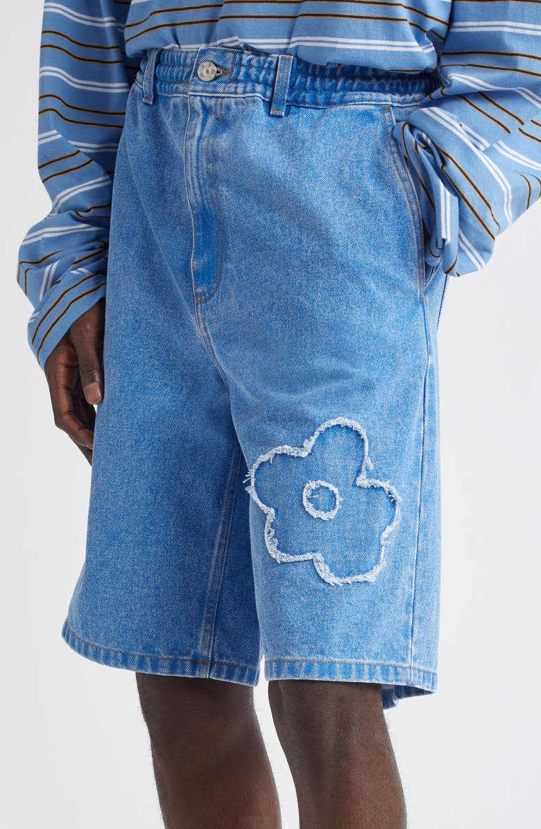 Marni Flower Denim Shorts, Alternate, color,