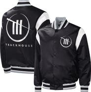 STARTER Men's Starter Black TRACKHOUSE RACING Force Play Full-Snap Varsity Jacket