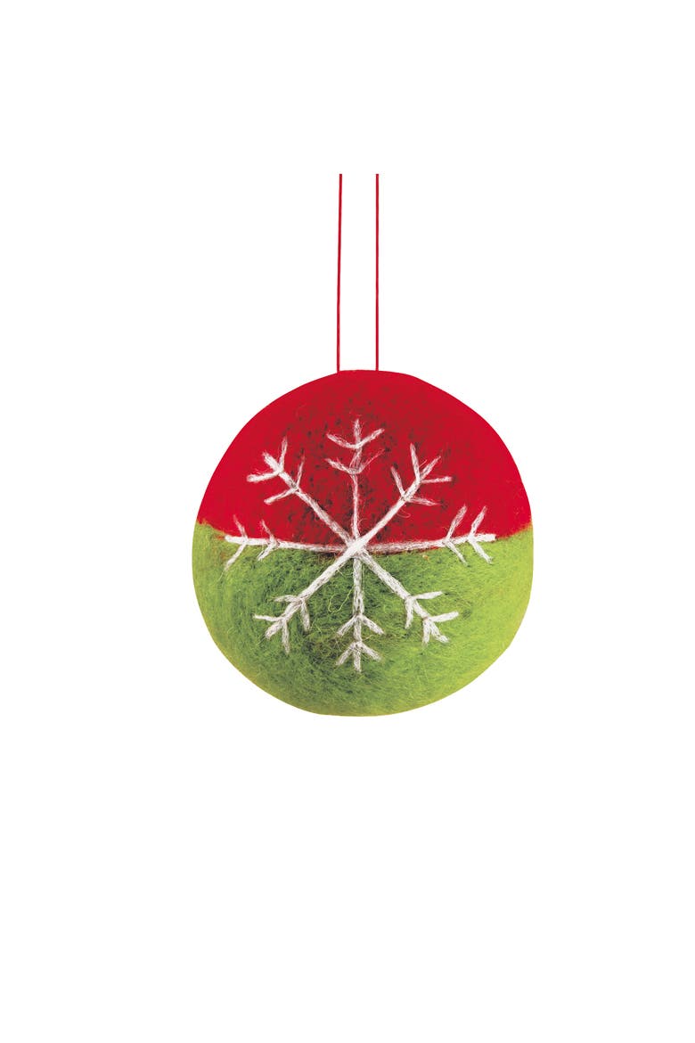 Emb Snowflake Ball Orn, Main, color, Red