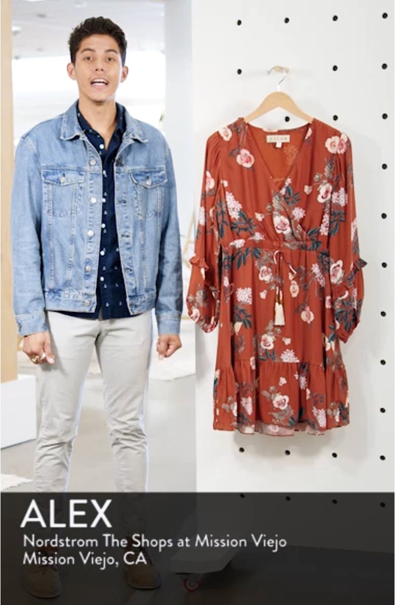 Floral Faux Wrap Silk Dress, sales video thumbnail