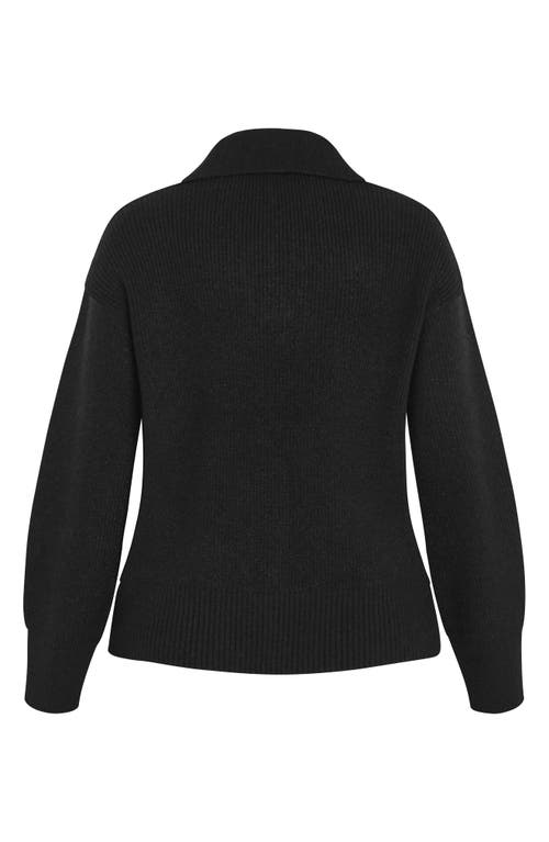 City Chic Opal Spread Collar Sweater In Black