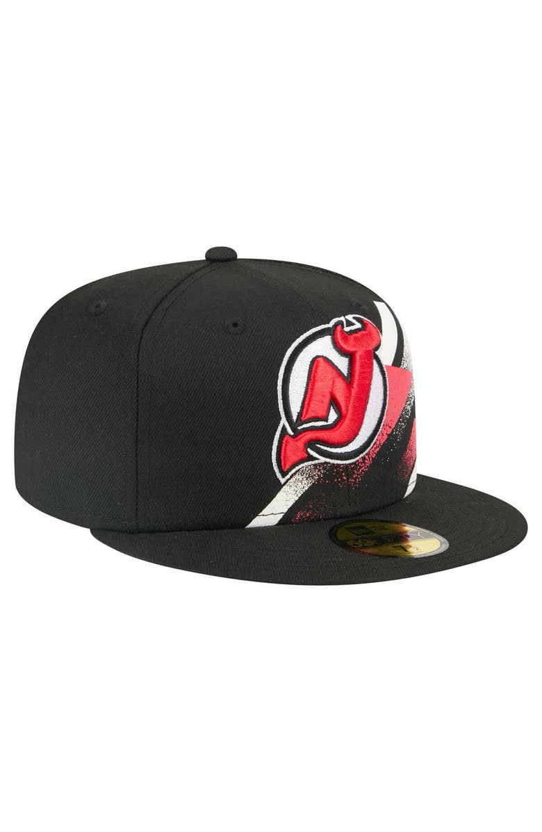 New Era Men's New Era Black New Jersey Devils Faded Lines 59FIFTY Fitted Hat, Alternate, color, Black