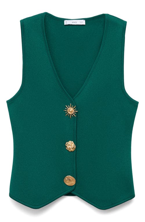 Mango Jewel Button Knit Vest In Green