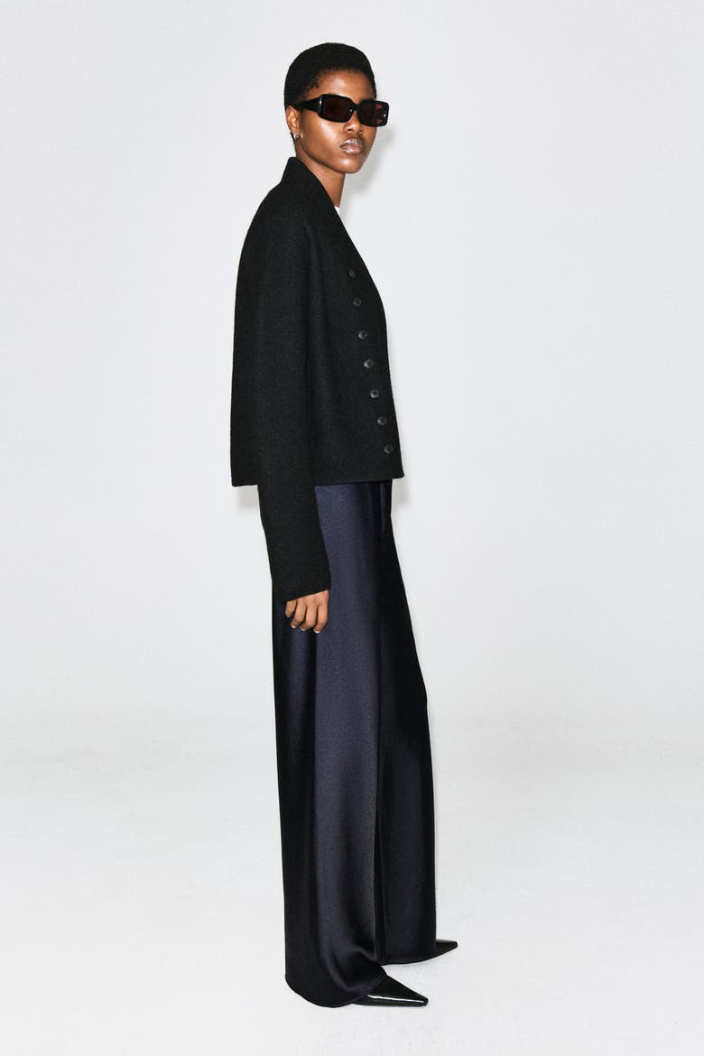 Satin Wide-Leg Pants, Alternate, color, NAVY