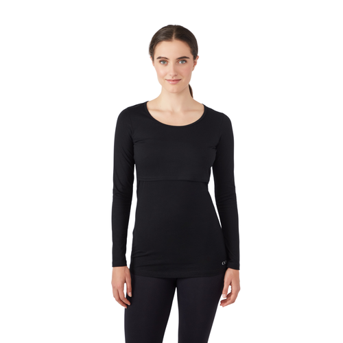 Modern Eternity Maternity Charlotte Long Sleeve Nursing & Maternity Top In Black